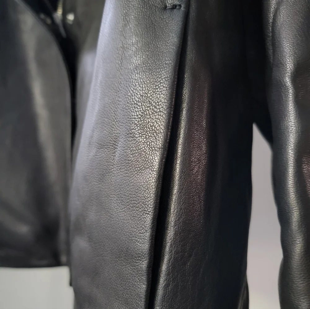 AllSaints Ryder Funnel Neck Cropped Lambskin Leather Jacket - Picture 5 of 13